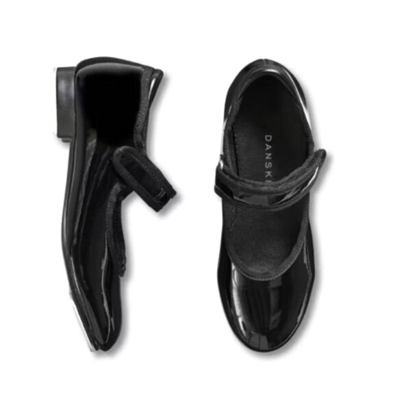 Danskin Girls Tap Dance Shoes Black Patent Leather Size 2 NWT - Picture 3 of 8